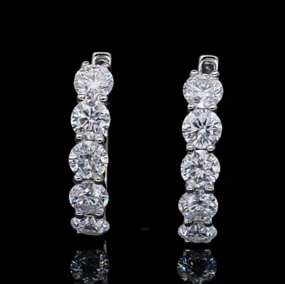 1ct. t.w. Moissanite Diamond 3mm Hoop Earrings NEW - Picture 6 of 10